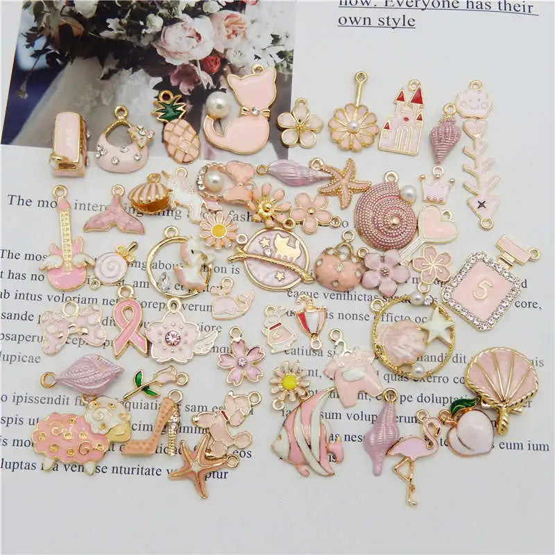 Julie Wang 10PCS Enamel Charms Random Mixed Star Fruit Animal Flowers Alloy Pendants Necklace Earrings Jewelry Making Accessory