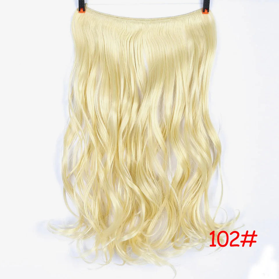 LUPU 24" Synthetic Long Wavy Fish Line Hair Extensions Invisible Wire Secret No Clips In Hairpieces Heat Resistant Fiber