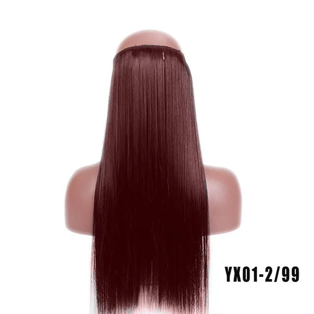 LUPU 24" Synthetic Long Wavy Fish Line Hair Extensions Invisible Wire Secret No Clips In Hairpieces Heat Resistant Fiber