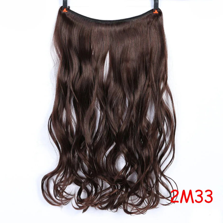 LUPU 24" Synthetic Long Wavy Fish Line Hair Extensions Invisible Wire Secret No Clips In Hairpieces Heat Resistant Fiber
