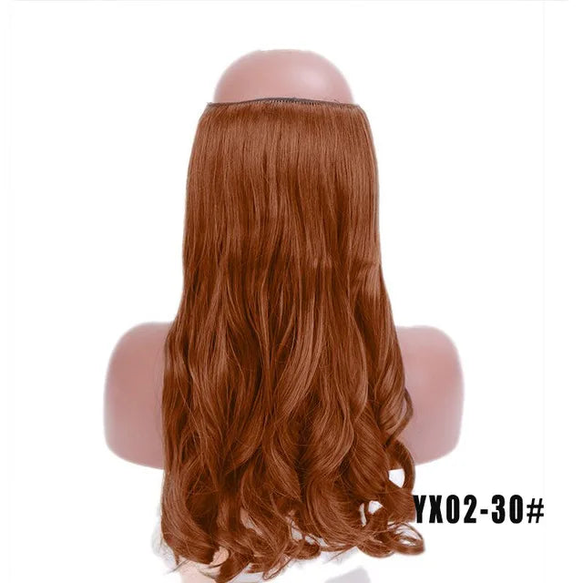 LUPU 24" Synthetic Long Wavy Fish Line Hair Extensions Invisible Wire Secret No Clips In Hairpieces Heat Resistant Fiber