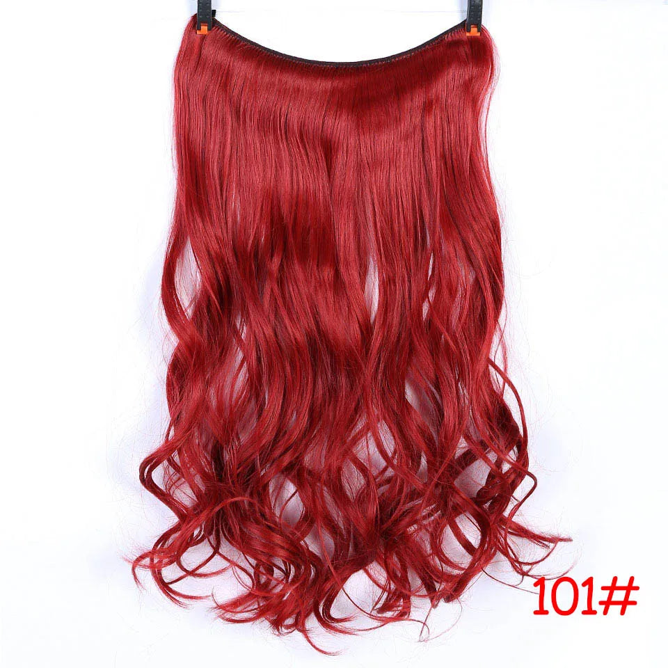 LUPU 24" Synthetic Long Wavy Fish Line Hair Extensions Invisible Wire Secret No Clips In Hairpieces Heat Resistant Fiber