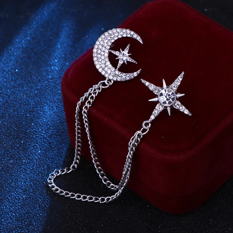 Multiple Styles Rhinestone Brooch Pin Tassel Lapel Pins Suit Shirt Collar Badge Corsage Brooches for Men's Jewelry Accessories