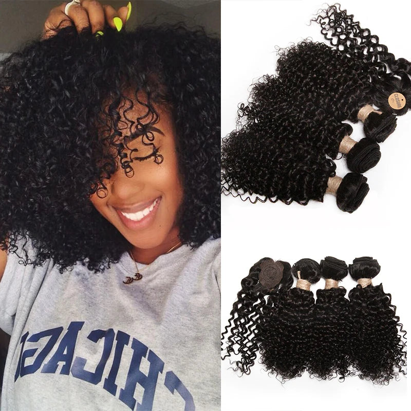 Short Ombre Human Hair Bundles with Closure Brazilian Jerry Curly Bundles with Closure 8 10 12inch Short Natural Human Hair