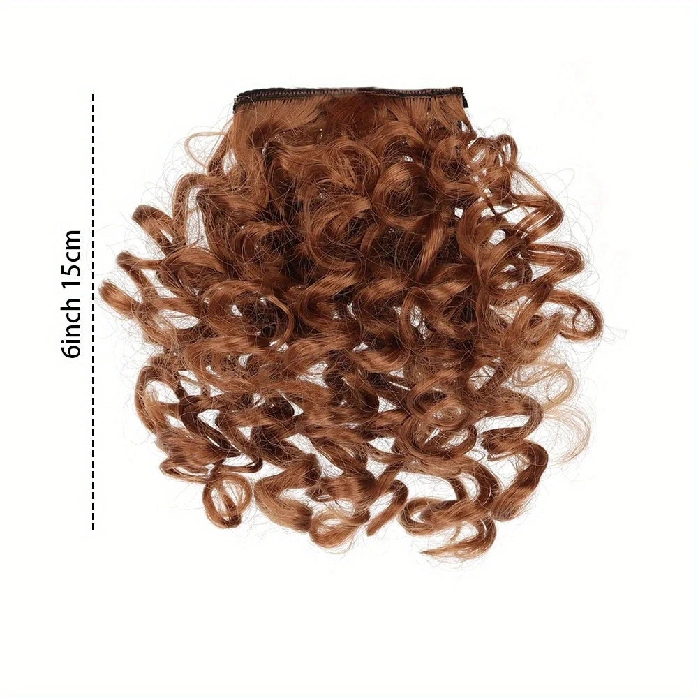Synthetic Curly Bangs for Women Afro Puff Kinky Curly Bangs Clip In Hairpieces Natural Style Heat Resistant Fiber Hair Extension