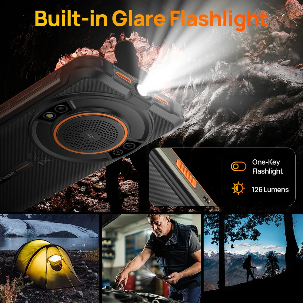 【2024 New】Ulefone Power Armor 16S ,NFC 16GB RAM 128GB ROM,50MP Camera, 9600mAh ,122dB Loudest Speaker, Global Version ,Android