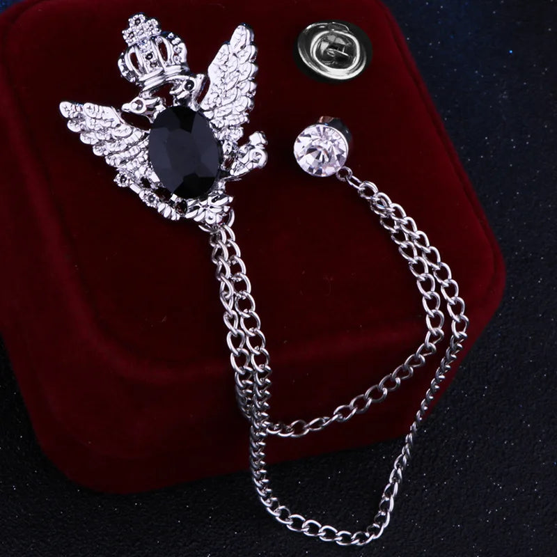 Multiple Styles Rhinestone Brooch Pin Tassel Lapel Pins Suit Shirt Collar Badge Corsage Brooches for Men's Jewelry Accessories