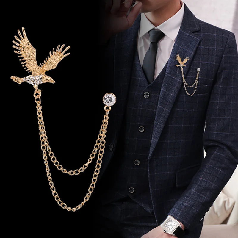 Multiple Styles Rhinestone Brooch Pin Tassel Lapel Pins Suit Shirt Collar Badge Corsage Brooches for Men's Jewelry Accessories
