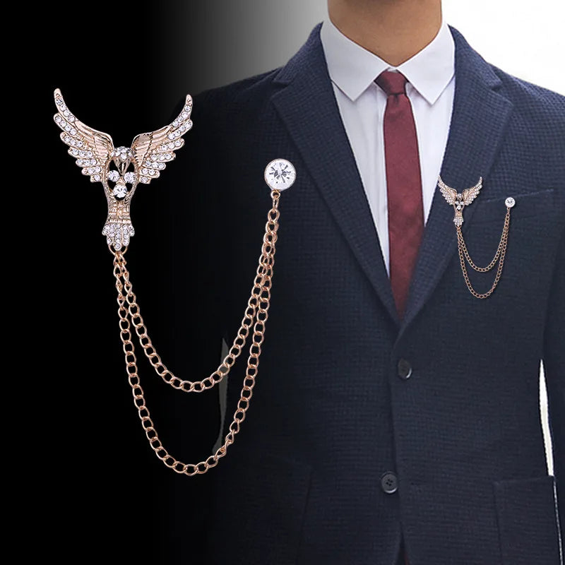 Multiple Styles Rhinestone Brooch Pin Tassel Lapel Pins Suit Shirt Collar Badge Corsage Brooches for Men's Jewelry Accessories