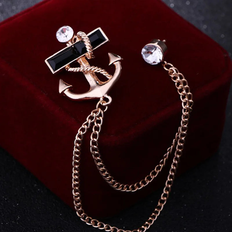 Multiple Styles Rhinestone Brooch Pin Tassel Lapel Pins Suit Shirt Collar Badge Corsage Brooches for Men's Jewelry Accessories