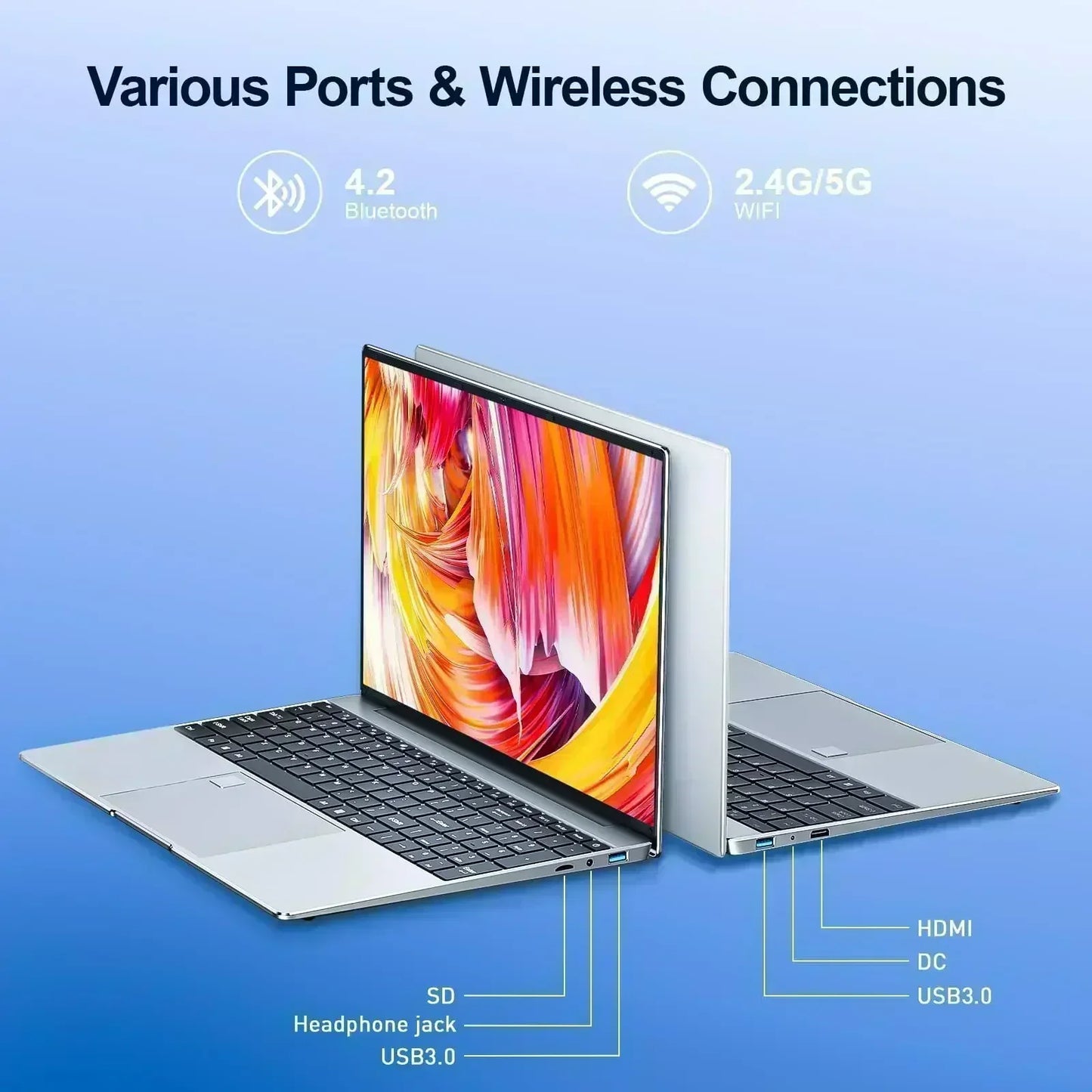 15.6" Portable Laptop Windows 11 32GB Ram DDR4 2TB SSD Notebook Pc Gamer Intel N5095 Office Computer with Backlit Fingerprint
