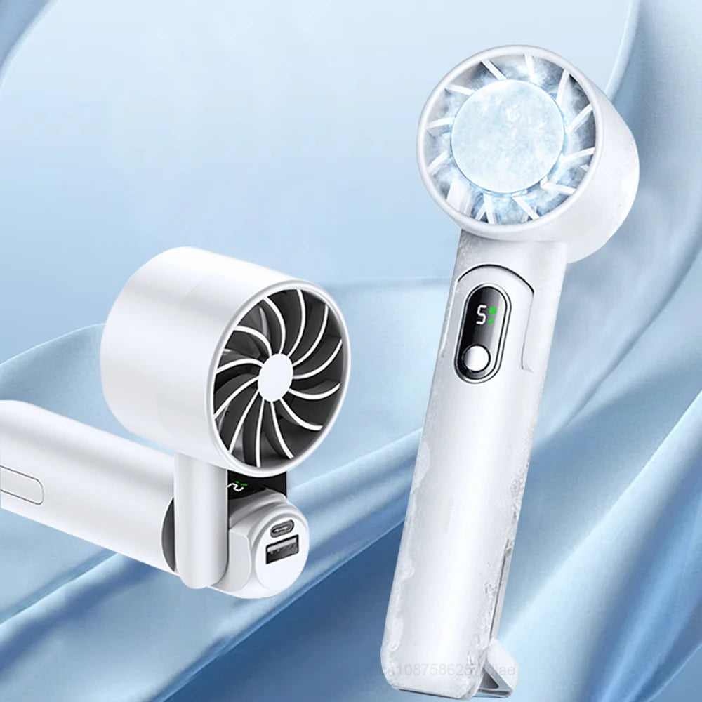 Portable Fan Mini Handheld Turbo Fan with Semiconductor Refrigeration Ice Cooling Fan 4000mAh USB Rechargeable Hanging Neck Fan