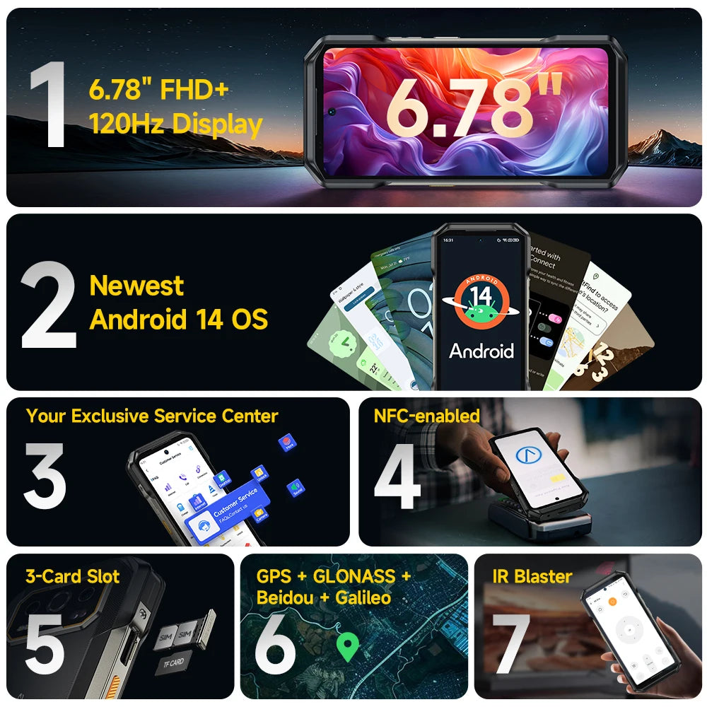 【World Premiere】Ulefone Armor 27T Pro 5G Rugged Phone 10600mAh Android 14 Smartphone 50MP+64MP Night Camera 6.78" 24GB+256GB NFC