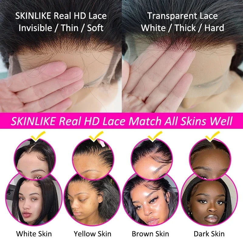 Deep Curly 4C Edges Invisiable HD 13x6 Lace Frontal Human Hair Afro Curly Melt Skin PrePlucked Natural Hairline 5x5 Lace Closure