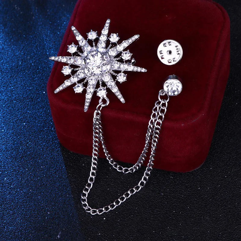 Multiple Styles Rhinestone Brooch Pin Tassel Lapel Pins Suit Shirt Collar Badge Corsage Brooches for Men's Jewelry Accessories
