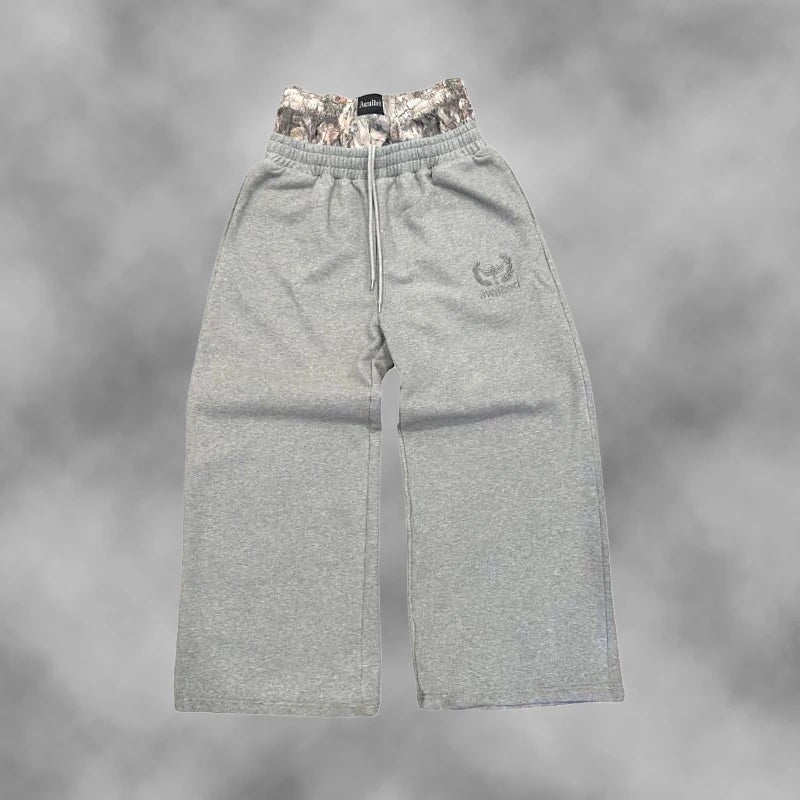 Y2K Trend Sweatpants Camouflage Embroidered Pattern Streetwear Men Women Clothing Retro Camo Baggy Pants Unisex Wide Leg Pants