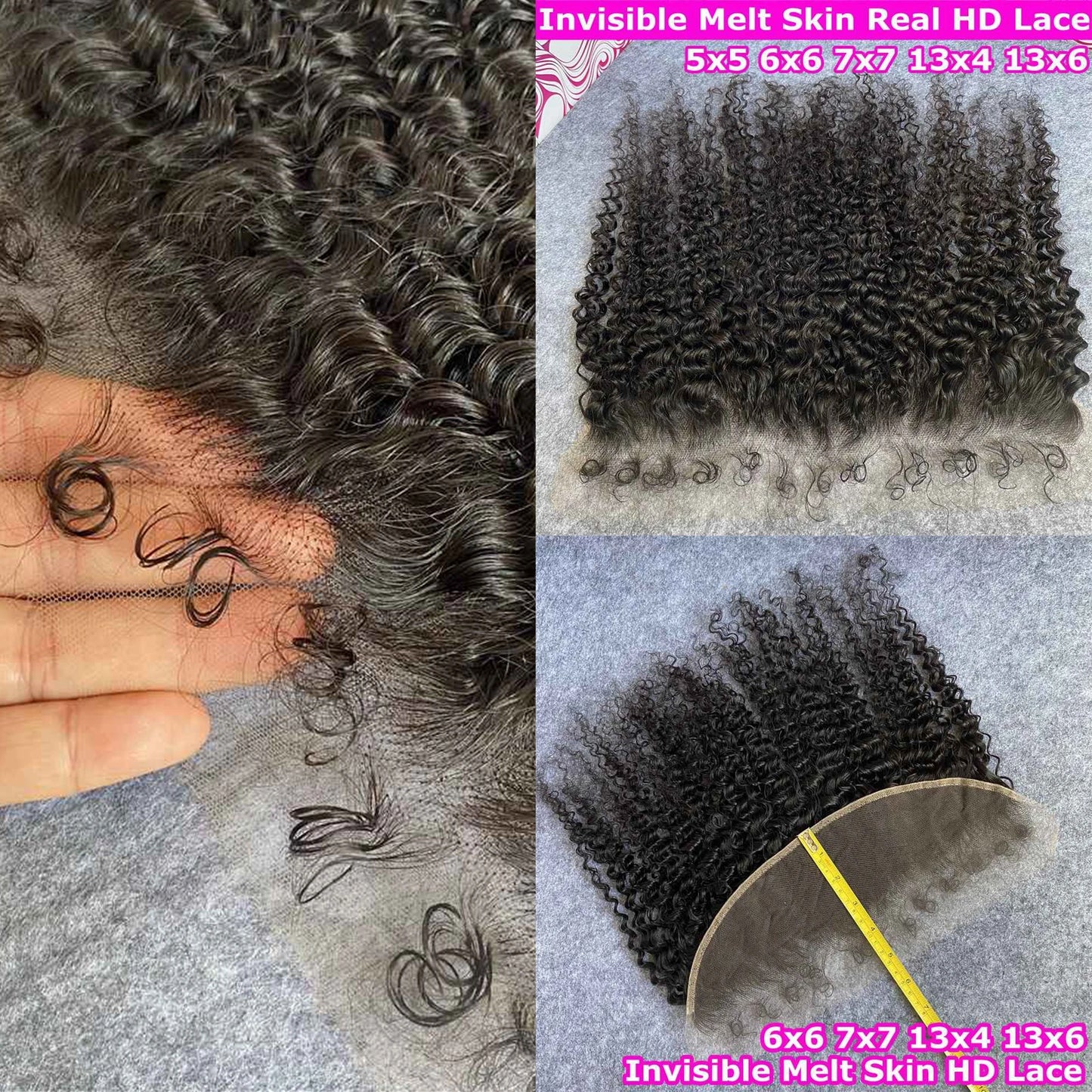 Deep Curly 4C Edges Invisiable HD 13x6 Lace Frontal Human Hair Afro Curly Melt Skin PrePlucked Natural Hairline 5x5 Lace Closure