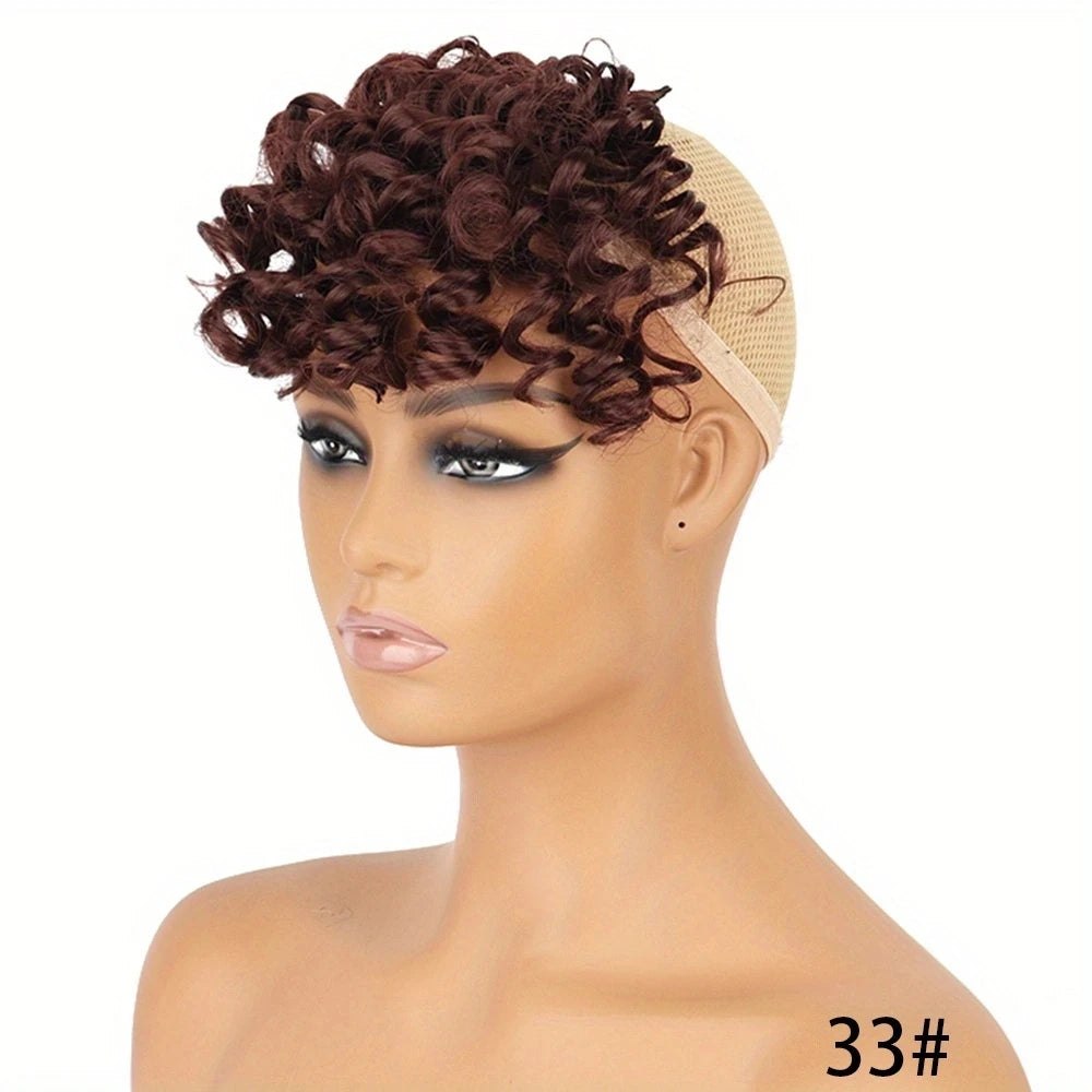 Synthetic Curly Bangs for Women Afro Puff Kinky Curly Bangs Clip In Hairpieces Natural Style Heat Resistant Fiber Hair Extension