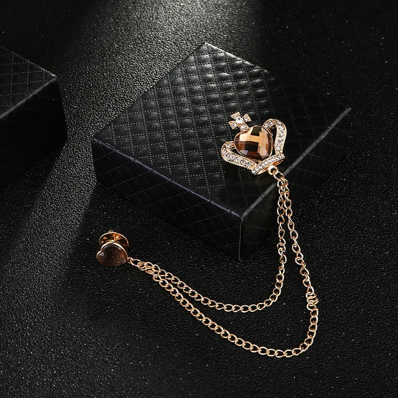 Multiple Styles Rhinestone Brooch Pin Tassel Lapel Pins Suit Shirt Collar Badge Corsage Brooches for Men's Jewelry Accessories