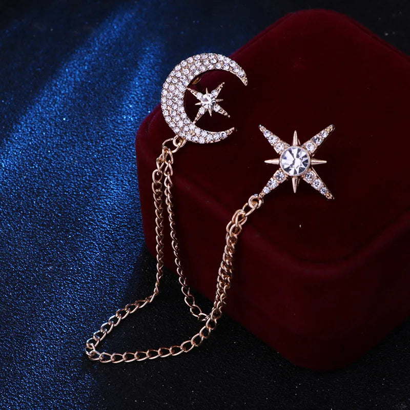 Multiple Styles Rhinestone Brooch Pin Tassel Lapel Pins Suit Shirt Collar Badge Corsage Brooches for Men's Jewelry Accessories