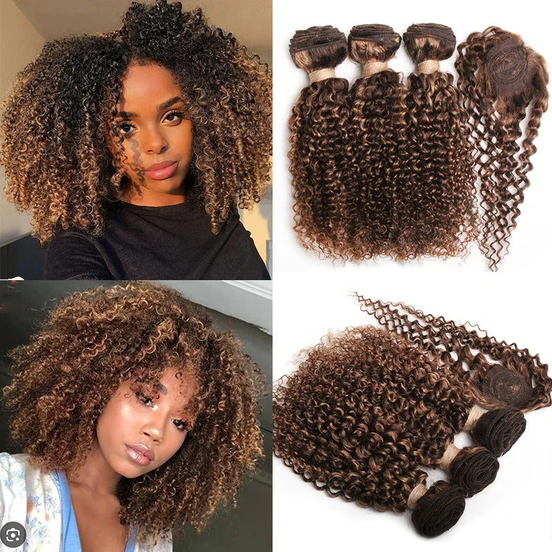 Short Ombre Human Hair Bundles with Closure Brazilian Jerry Curly Bundles with Closure 8 10 12inch Short Natural Human Hair