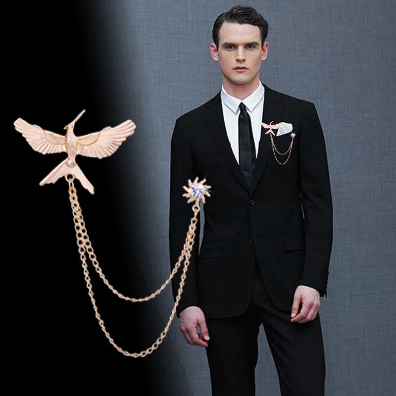 Multiple Styles Rhinestone Brooch Pin Tassel Lapel Pins Suit Shirt Collar Badge Corsage Brooches for Men's Jewelry Accessories