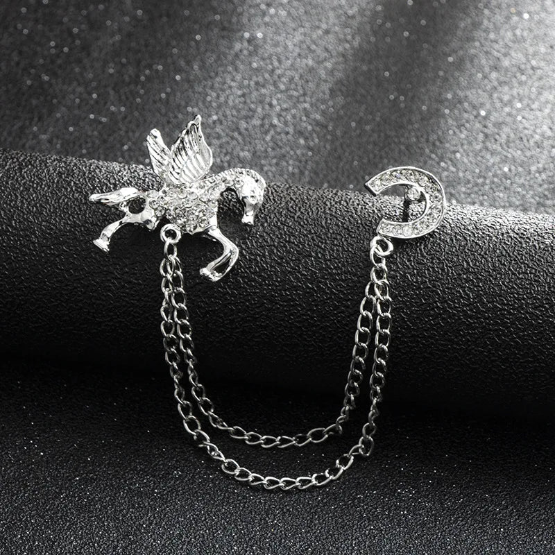 Multiple Styles Rhinestone Brooch Pin Tassel Lapel Pins Suit Shirt Collar Badge Corsage Brooches for Men's Jewelry Accessories
