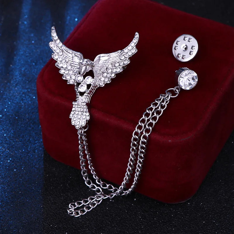 Multiple Styles Rhinestone Brooch Pin Tassel Lapel Pins Suit Shirt Collar Badge Corsage Brooches for Men's Jewelry Accessories