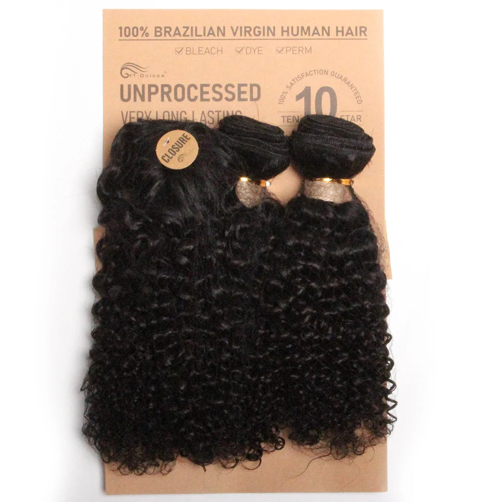 Short Ombre Human Hair Bundles with Closure Brazilian Jerry Curly Bundles with Closure 8 10 12inch Short Natural Human Hair