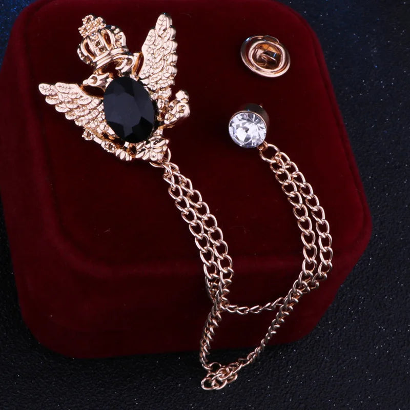 Multiple Styles Rhinestone Brooch Pin Tassel Lapel Pins Suit Shirt Collar Badge Corsage Brooches for Men's Jewelry Accessories