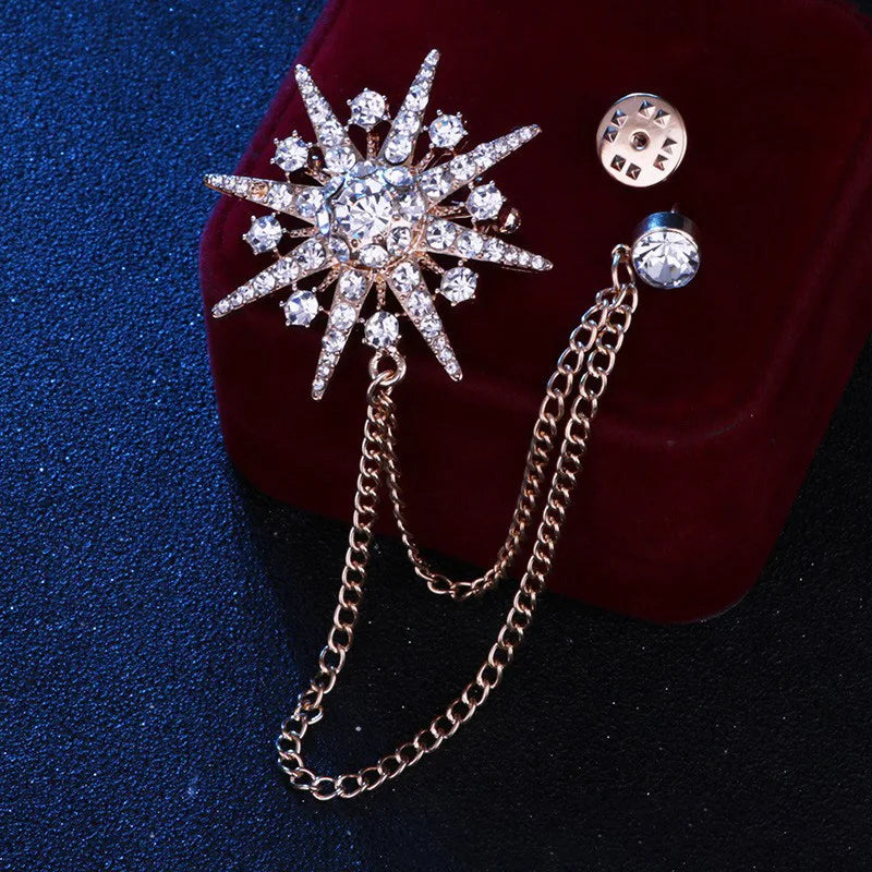 Multiple Styles Rhinestone Brooch Pin Tassel Lapel Pins Suit Shirt Collar Badge Corsage Brooches for Men's Jewelry Accessories