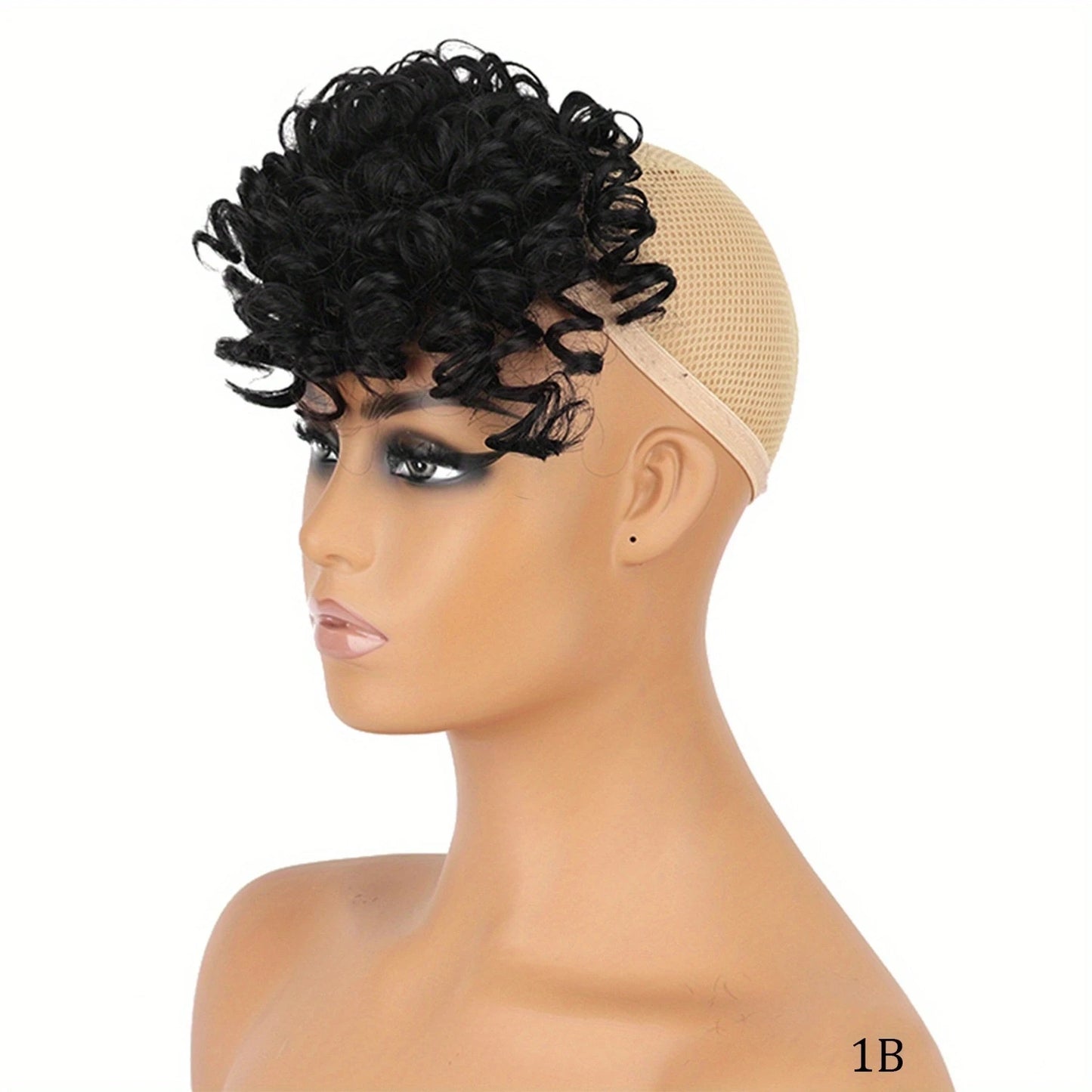 Synthetic Curly Bangs for Women Afro Puff Kinky Curly Bangs Clip In Hairpieces Natural Style Heat Resistant Fiber Hair Extension
