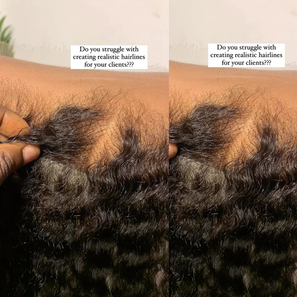 Deep Curly 4C Edges Invisiable HD 13x6 Lace Frontal Human Hair Afro Curly Melt Skin PrePlucked Natural Hairline 5x5 Lace Closure