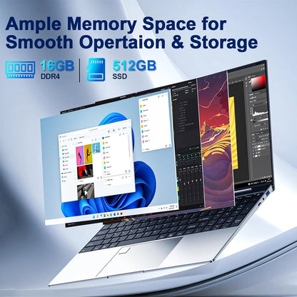 New Intel Celeron N5095 Laptop 15.6" Gaming Notebook 32GB RAM 2TB SSD Office Study PC Windows 11 1920 X 1080 Resolution
