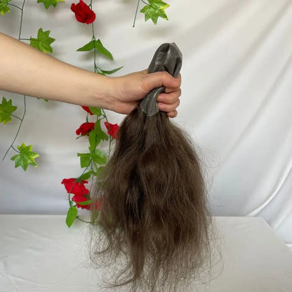 Pwigs12 Inch Long Toupee for Man Cambodian Human Hair 4# Brown V-loop Super Skin Base Full PU Human Hair System for Man 8X10inch