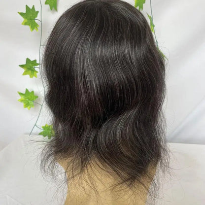 Pwigs12 Inch Long Toupee for Man Cambodian Human Hair 4# Brown V-loop Super Skin Base Full PU Human Hair System for Man 8X10inch