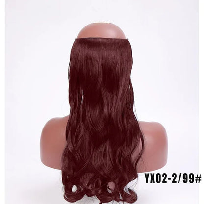 LUPU 24" Synthetic Long Wavy Fish Line Hair Extensions Invisible Wire Secret No Clips In Hairpieces Heat Resistant Fiber