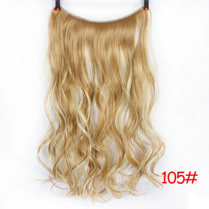 LUPU 24" Synthetic Long Wavy Fish Line Hair Extensions Invisible Wire Secret No Clips In Hairpieces Heat Resistant Fiber