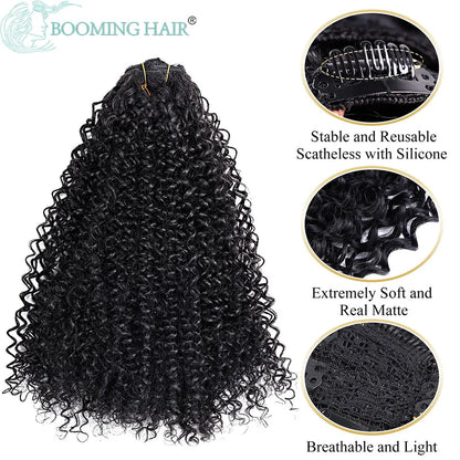 Synthetic Curly Clip In Hair Extensions Natural Hairpieces Hair Extensions Clip in 7 Pcs Full Head Organic Clip in Extensions