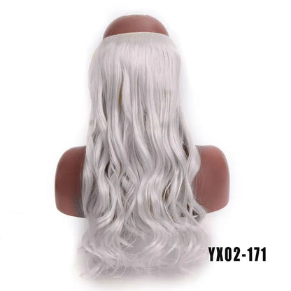 LUPU 24" Synthetic Long Wavy Fish Line Hair Extensions Invisible Wire Secret No Clips In Hairpieces Heat Resistant Fiber