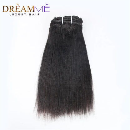 Light Yaki Straight Clips In Human Hair Extensions  Natural Color Kinky Coarse Yaki In Brazilian Remy Human Hair 120G 8Pcs/Set