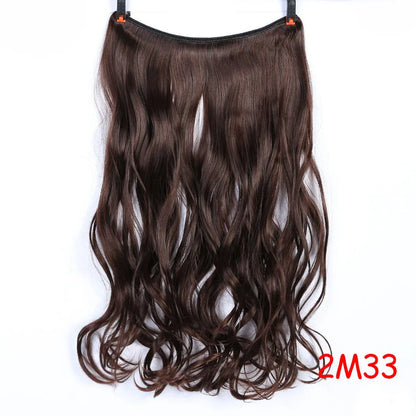 LUPU 24" Synthetic Long Wavy Fish Line Hair Extensions Invisible Wire Secret No Clips In Hairpieces Heat Resistant Fiber
