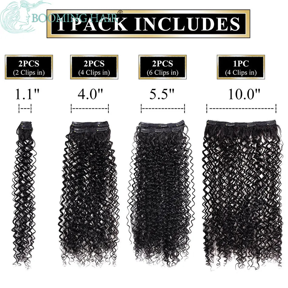 Synthetic Curly Clip In Hair Extensions Natural Hairpieces Hair Extensions Clip in 7 Pcs Full Head Organic Clip in Extensions