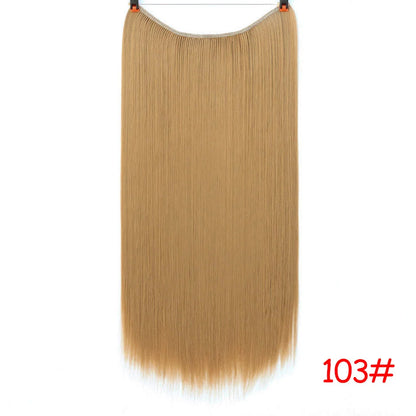 LUPU 24" Synthetic Long Wavy Fish Line Hair Extensions Invisible Wire Secret No Clips In Hairpieces Heat Resistant Fiber