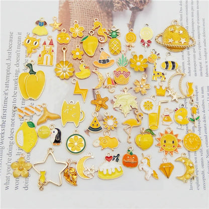 Julie Wang 10PCS Enamel Charms Random Mixed Star Fruit Animal Flowers Alloy Pendants Necklace Earrings Jewelry Making Accessory