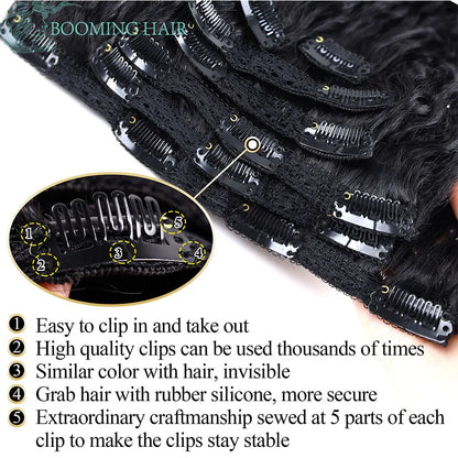 Synthetic Curly Clip In Hair Extensions Natural Hairpieces Hair Extensions Clip in 7 Pcs Full Head Organic Clip in Extensions