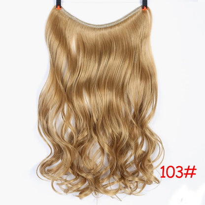 LUPU 24" Synthetic Long Wavy Fish Line Hair Extensions Invisible Wire Secret No Clips In Hairpieces Heat Resistant Fiber