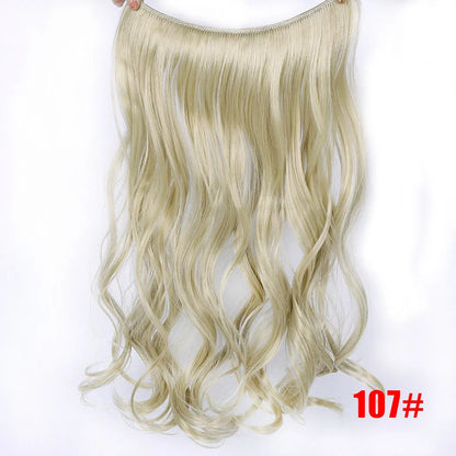 LUPU 24" Synthetic Long Wavy Fish Line Hair Extensions Invisible Wire Secret No Clips In Hairpieces Heat Resistant Fiber