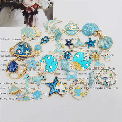 Julie Wang 10PCS Enamel Charms Random Mixed Star Fruit Animal Flowers Alloy Pendants Necklace Earrings Jewelry Making Accessory