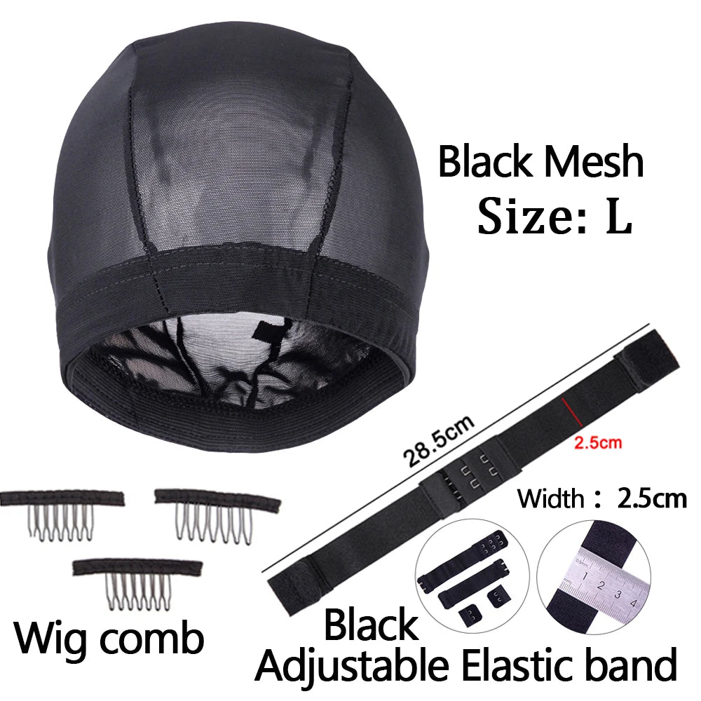 Professional Wig Making Caps Wig Clip Elastic Band For Wigs Nylon Mesh Beige Black Mesh For Wig Dome Hair Net For DIY Wigs